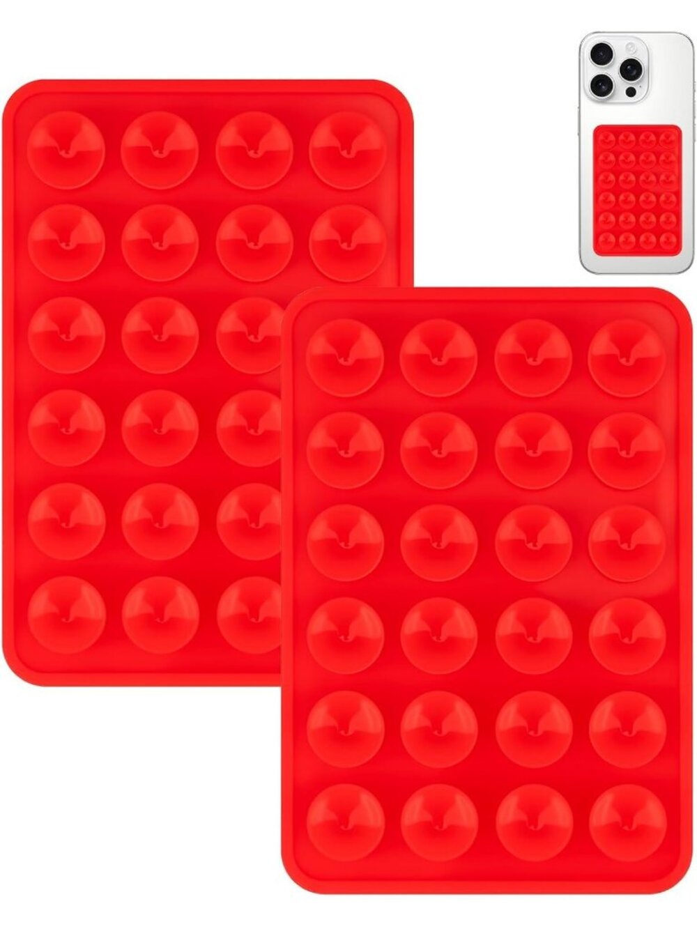 2 Pack Red Silicone Suction Phone Mount Silicon Adhesive Smartphones Case